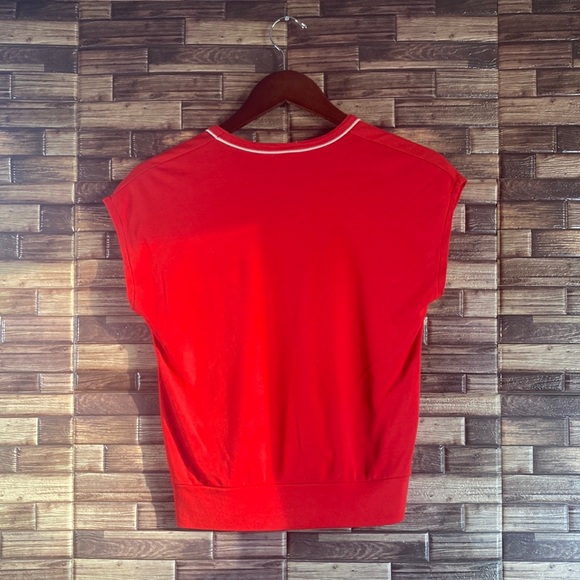 Vintage 80’s Red V-Neck Women's Top Super Soft Cropped Small - Picture 3 of 6